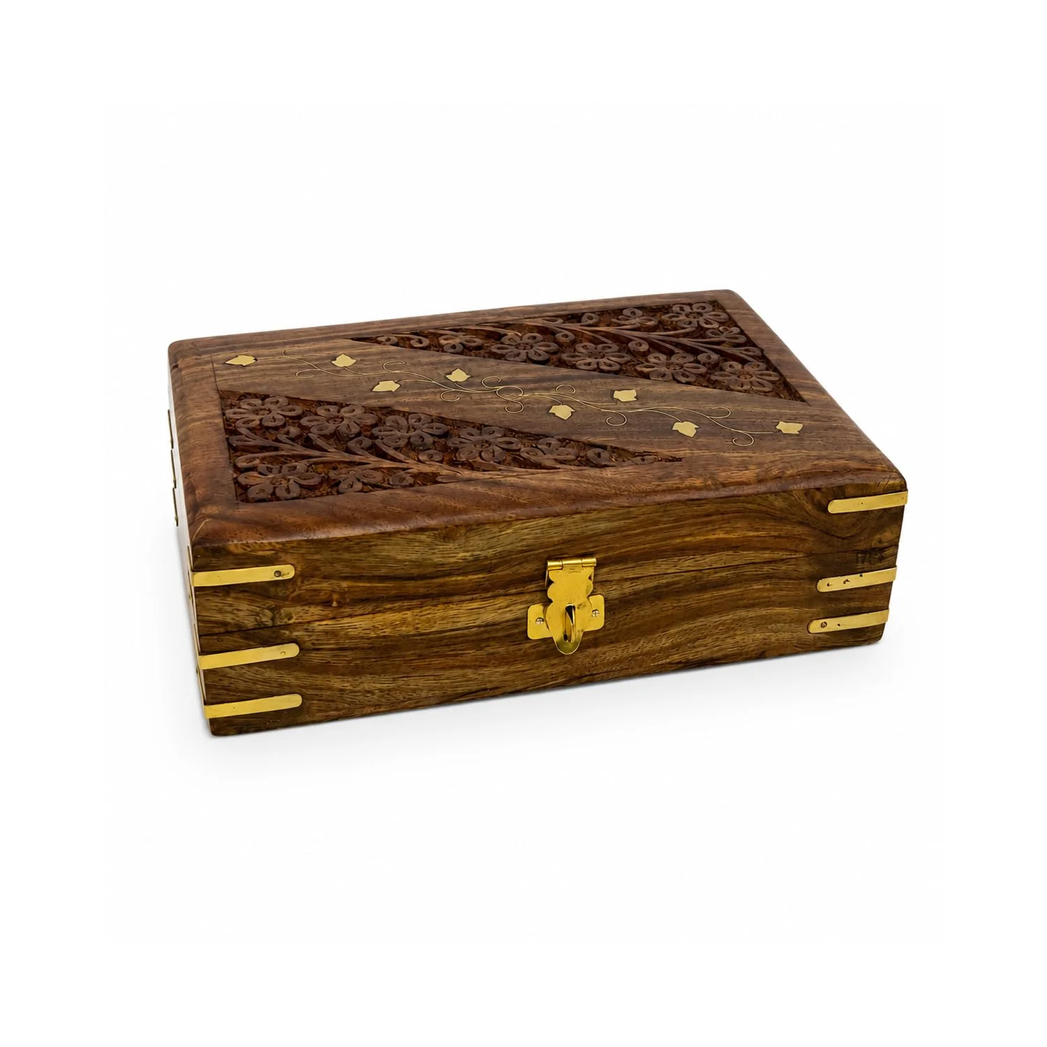 Handmade Wooden Jewellery Box for Women – 7 Inches | Intricate Hand-Carved Carvings | Jewelry Organizer | Artisan Gift Box