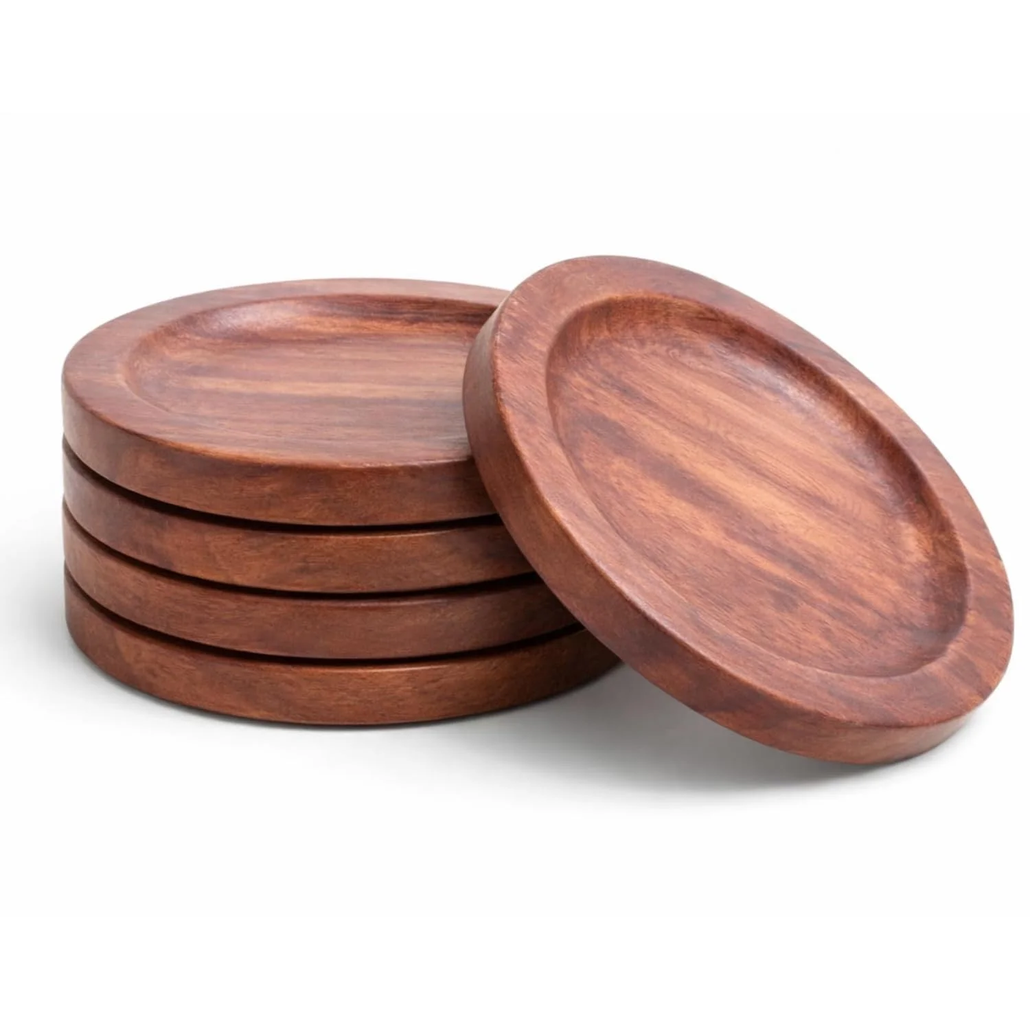 Wooden Tea Coasters Set of 4 – Cup Coaster Set for Glasses, Mugs & Cups | Tabletop Protection for Coffee, Tea, Dining & Home Décor | Durable Wooden Drink Coasters