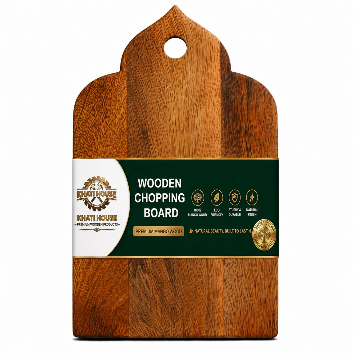Wooden Chopping Board for Kitchen (31.75 x 19.05 cm) – Handmade Reversible Cutting Board | Durable Wooden Board for Vegetables, Bread, Meat & Cheese | Rustic Serving Platter & Food Prep Board