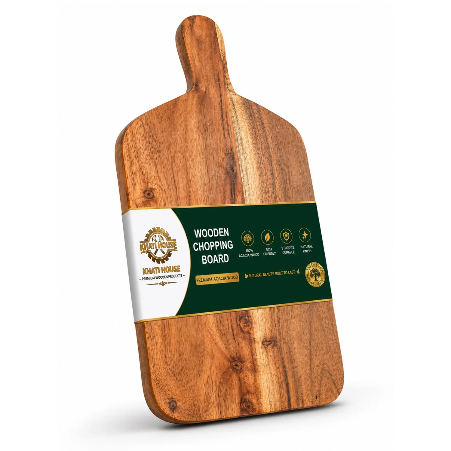 Wooden Chopping Board for Kitchen (38 x 18 x 1.5 cm) – Bacteria-Resistant Cutting Board | Knife-Friendly Wooden Board for Vegetables, Fruits & Meat | Durable Odour-Free Kitchen Prep Board